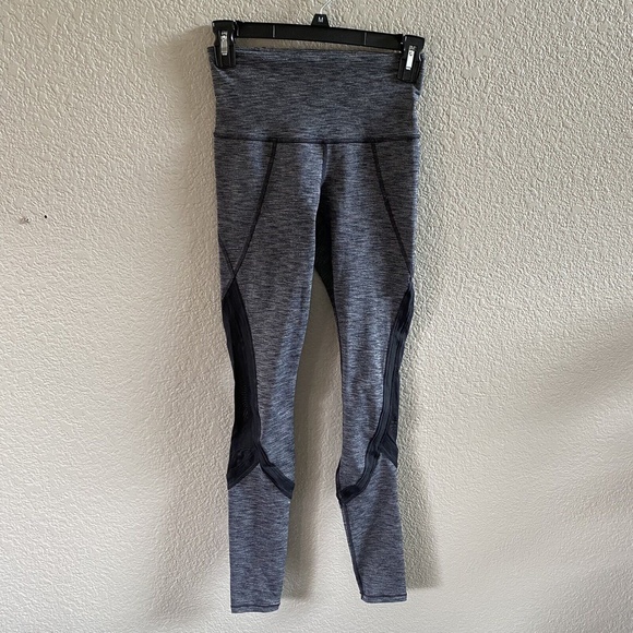 Athleta High Rise Plie Mesh Insert Tight Heather Grey black Size XXS Dance Barre - Picture 4 of 12